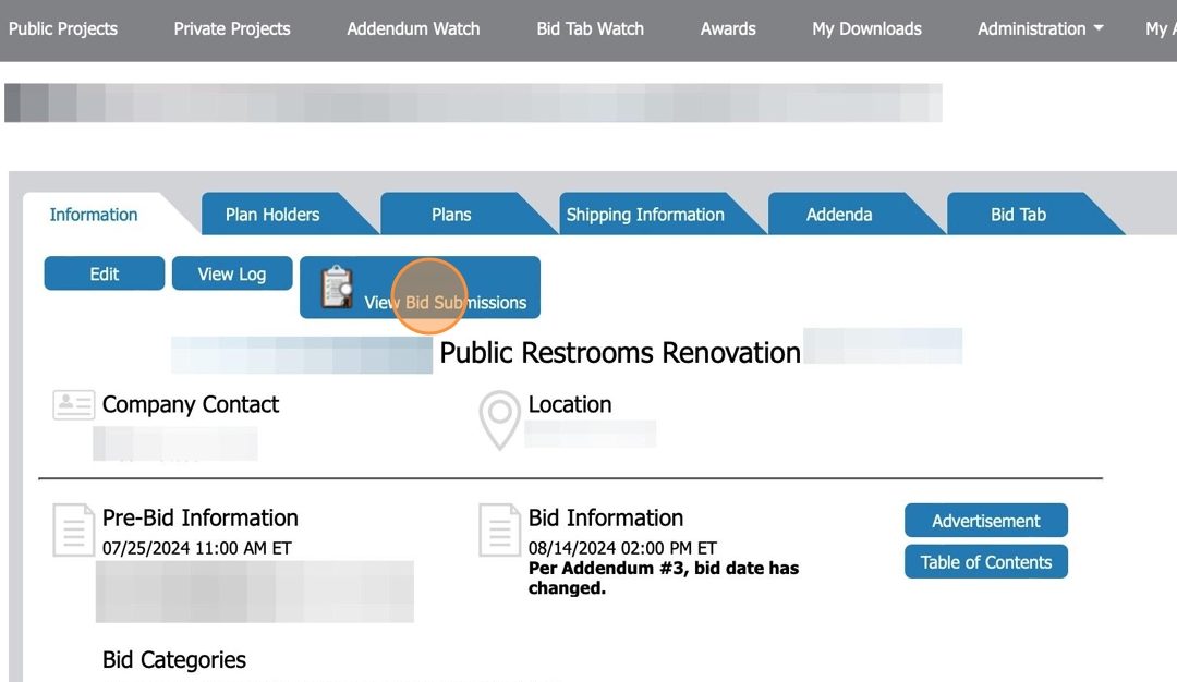 How to View eBid Submissions in the Plan Room